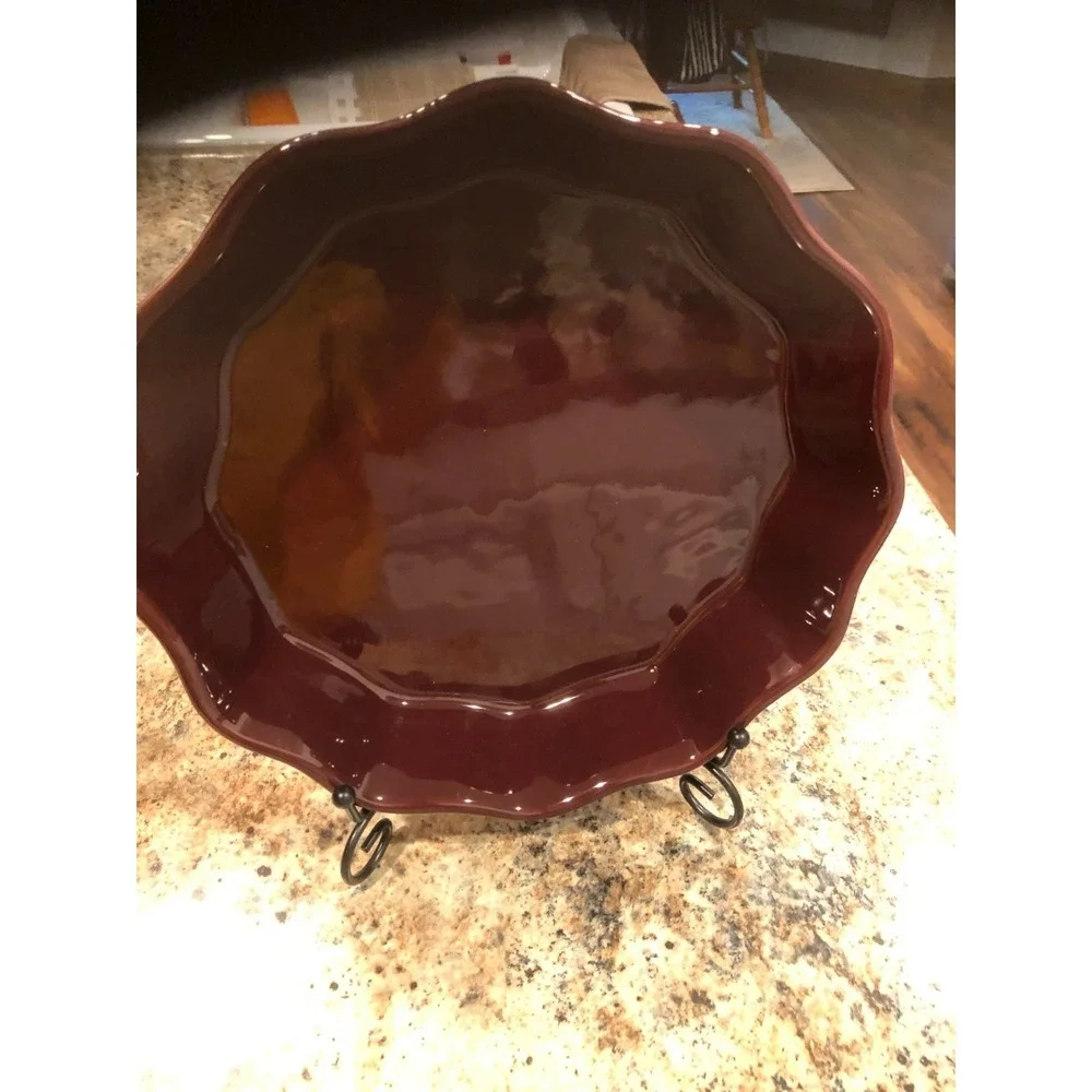 Vintage Wine Colored Scalloped Edge Pie Plate 9.5